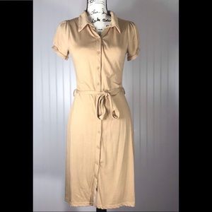 MKM Designs Button Up Shirt Dress w/Collar & Belt